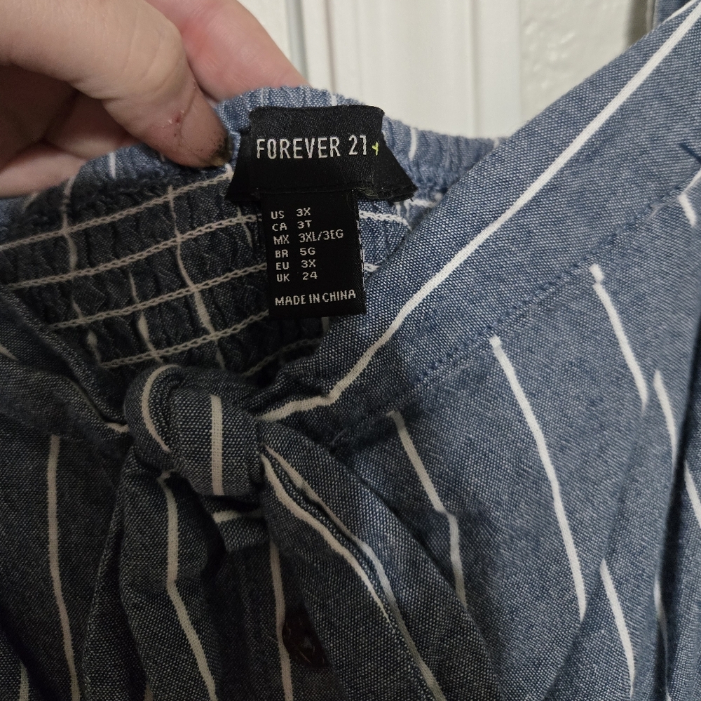 Striped Blue Button-Down Dress - Picture 3 of 4